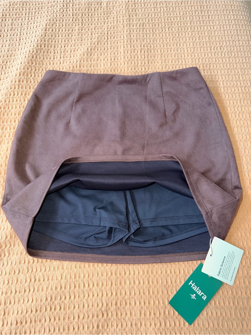 HALARA Brown Mini Skirt with Black Built-In Shorts